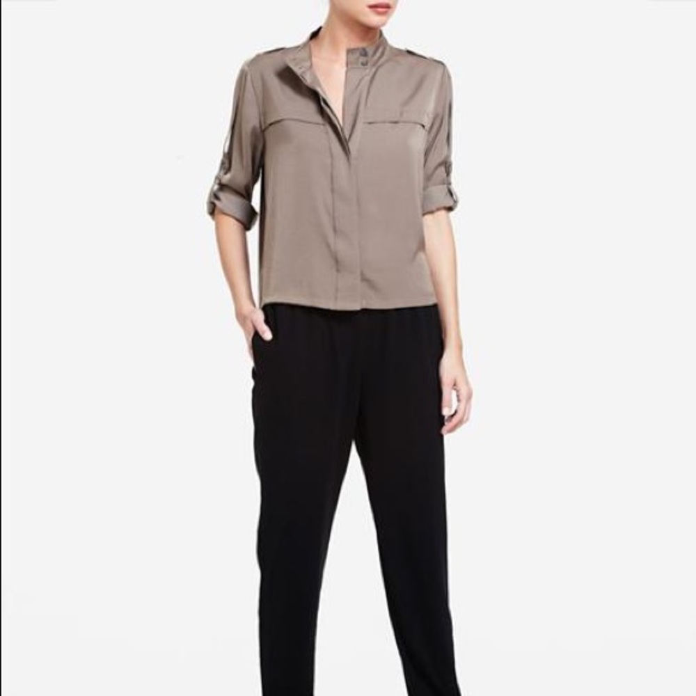 BCBGMAXAZRIA Emelia Rolled-sleeve Button-down Top